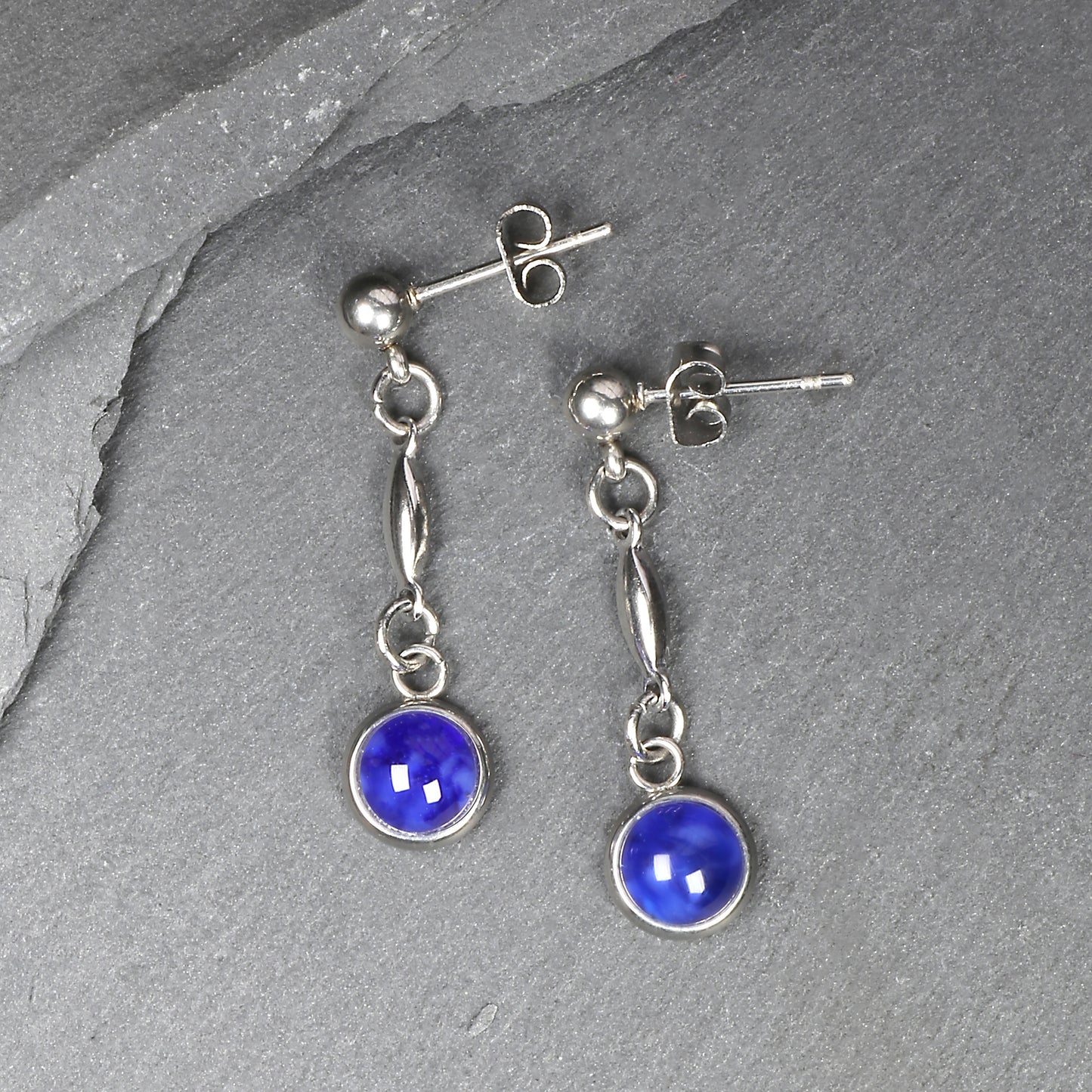 6mm Simple Drop Earrings - Cornflower