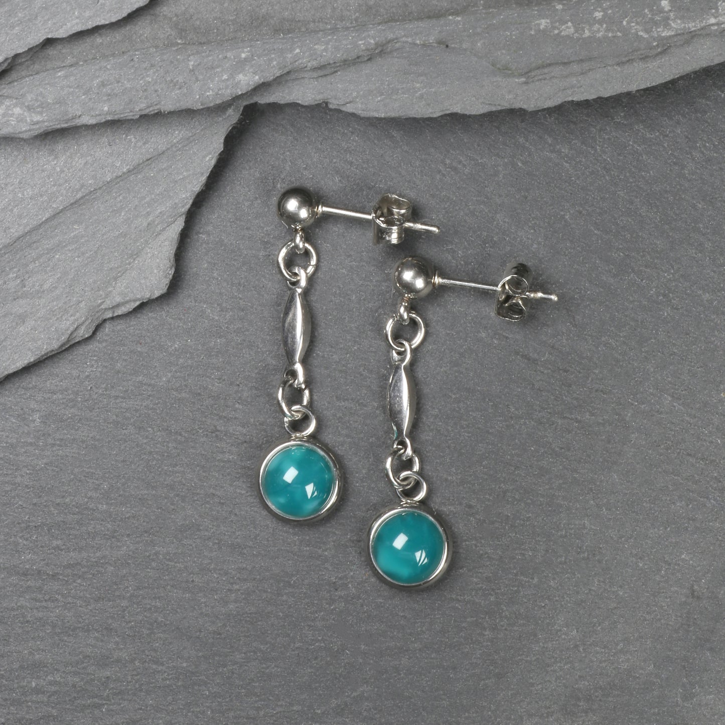 6mm Simple Drop Earrings - Lagoon