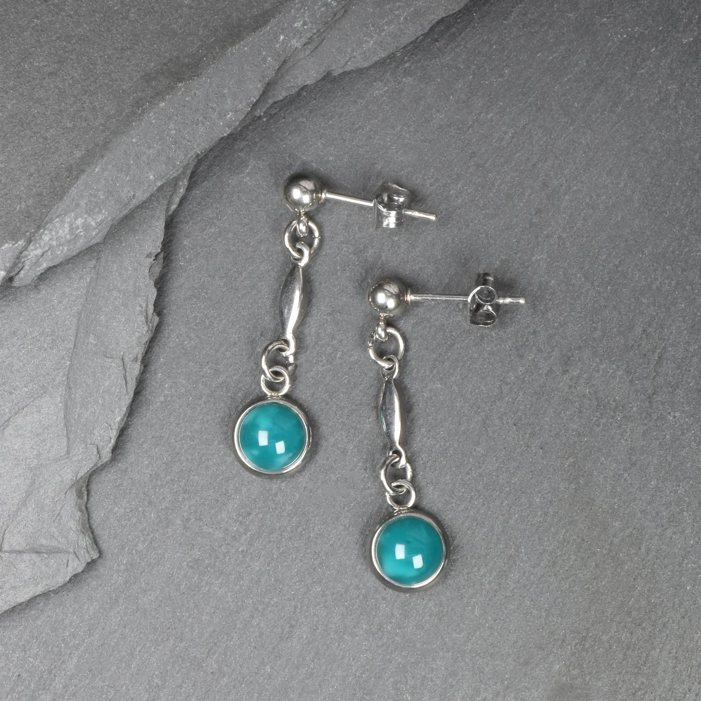 6mm Simple Drop Earrings - Lagoon