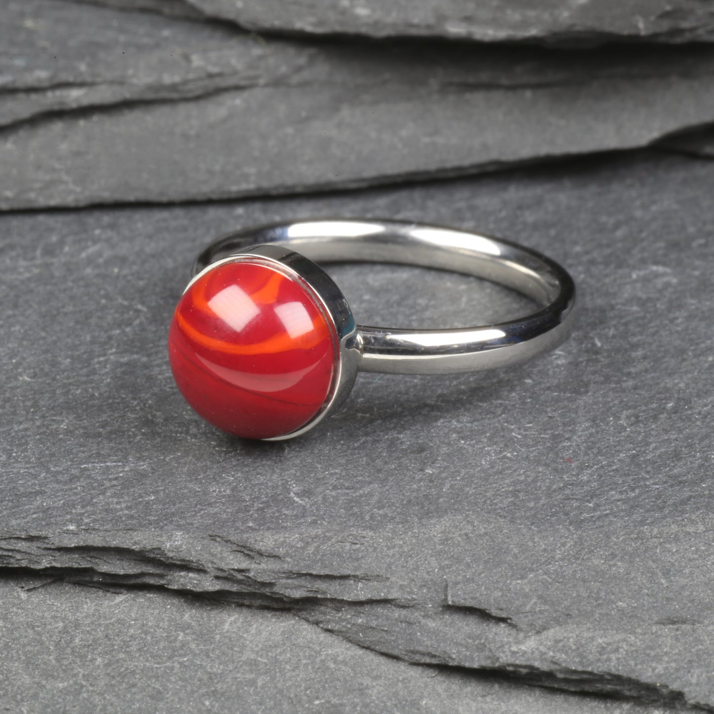 8mm Ring - Red Stripe (J)