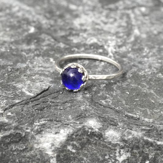 Size L ring made from recycled essential oil bottle and sterling silver