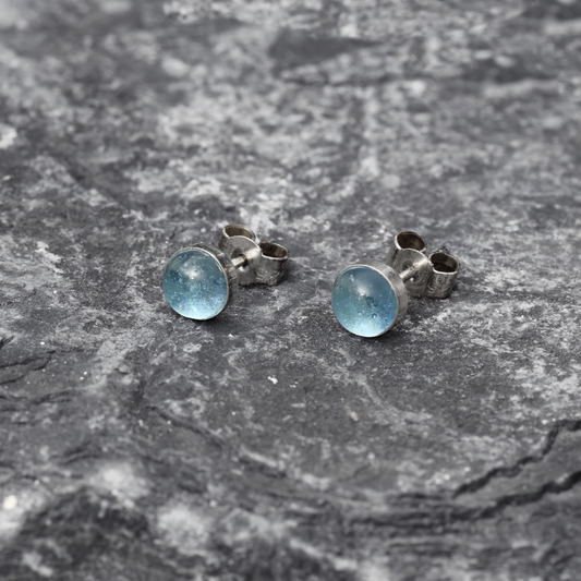 4mm Silver Studs Blue